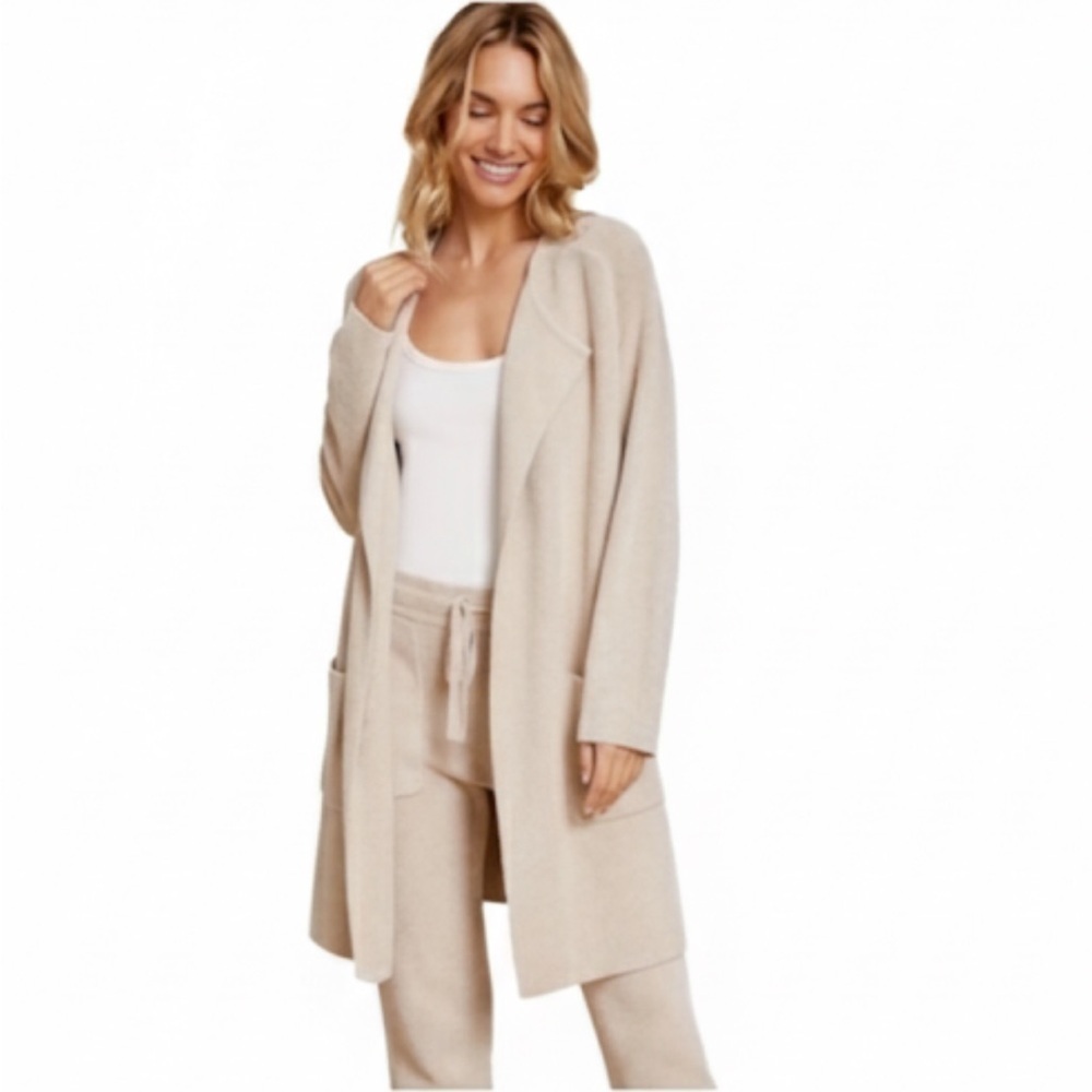 NWT! Barefoot Dreams Cozy Chic Ultra Lite Wide Collar Jacket Medium Sand Dollar